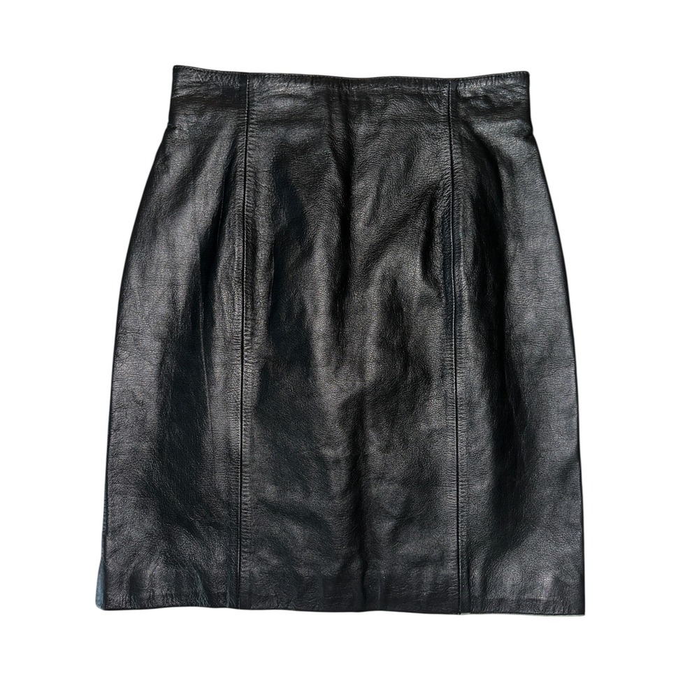 WB4 Vtg Leather by Wilsons Black Leather Skirt‎ Pencil Style Women's Size 4